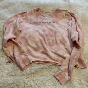 30A “beach happy” pink tie dye cropped sweatshirt Size XL